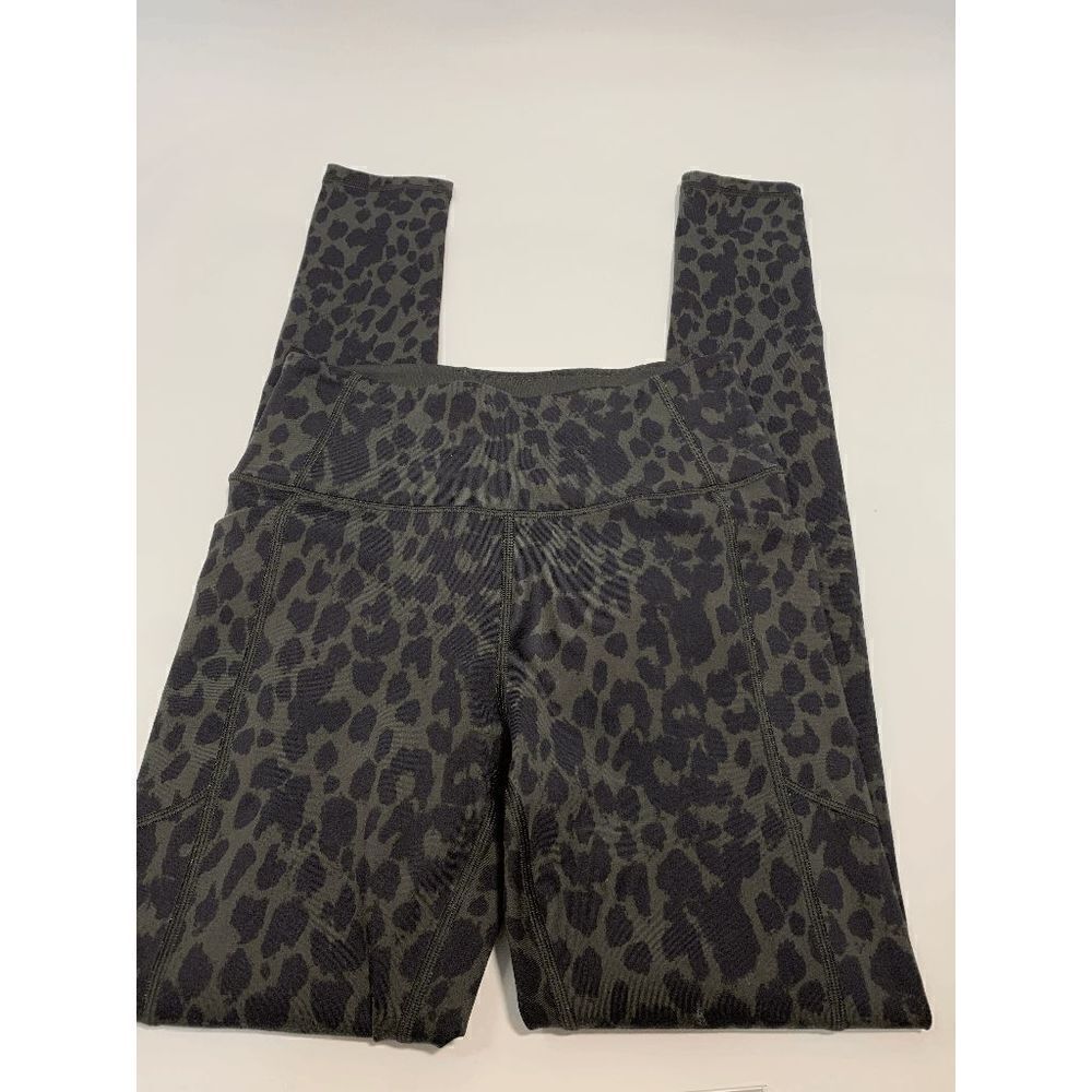 Victoria's Secret Women's Athletic Animal Print Mid Rise Green Leggings Size S